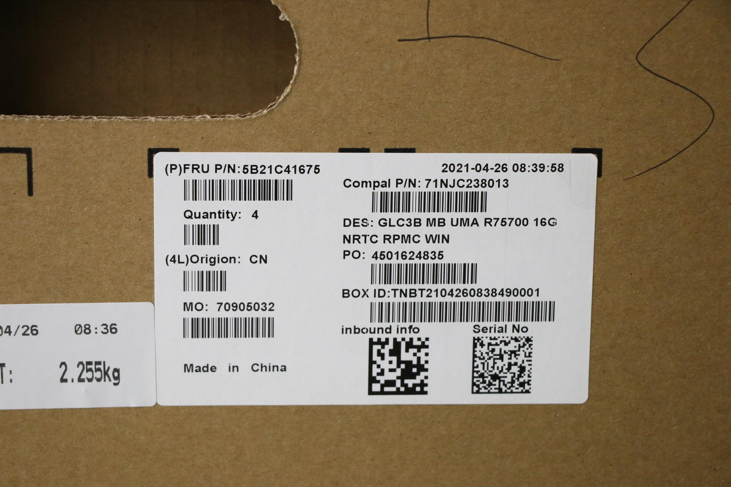 Lenovo BDPLANAR Motherboard, AMD Ryzen 7 5700U, 16GB RAM, RPMC - 5B21C41675