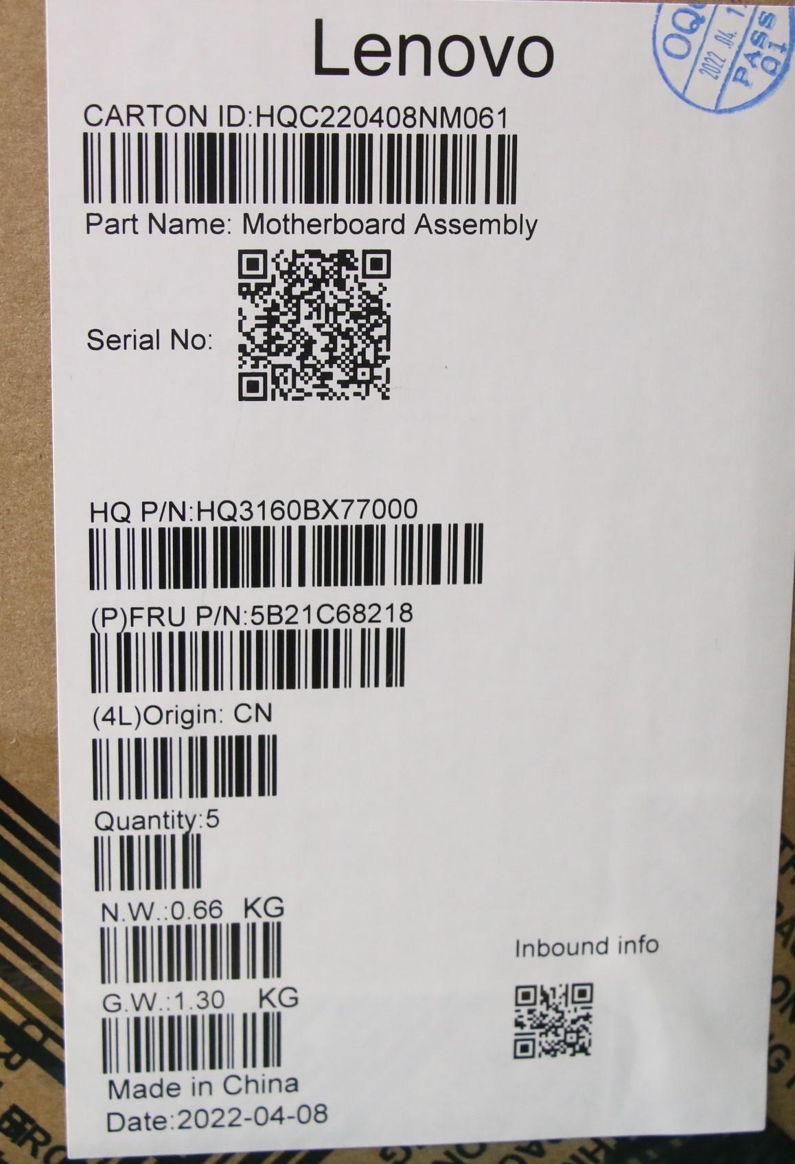 Lenovo Bdplanar Mbrpmcwini71160G7Uma1 - 5B21C68218