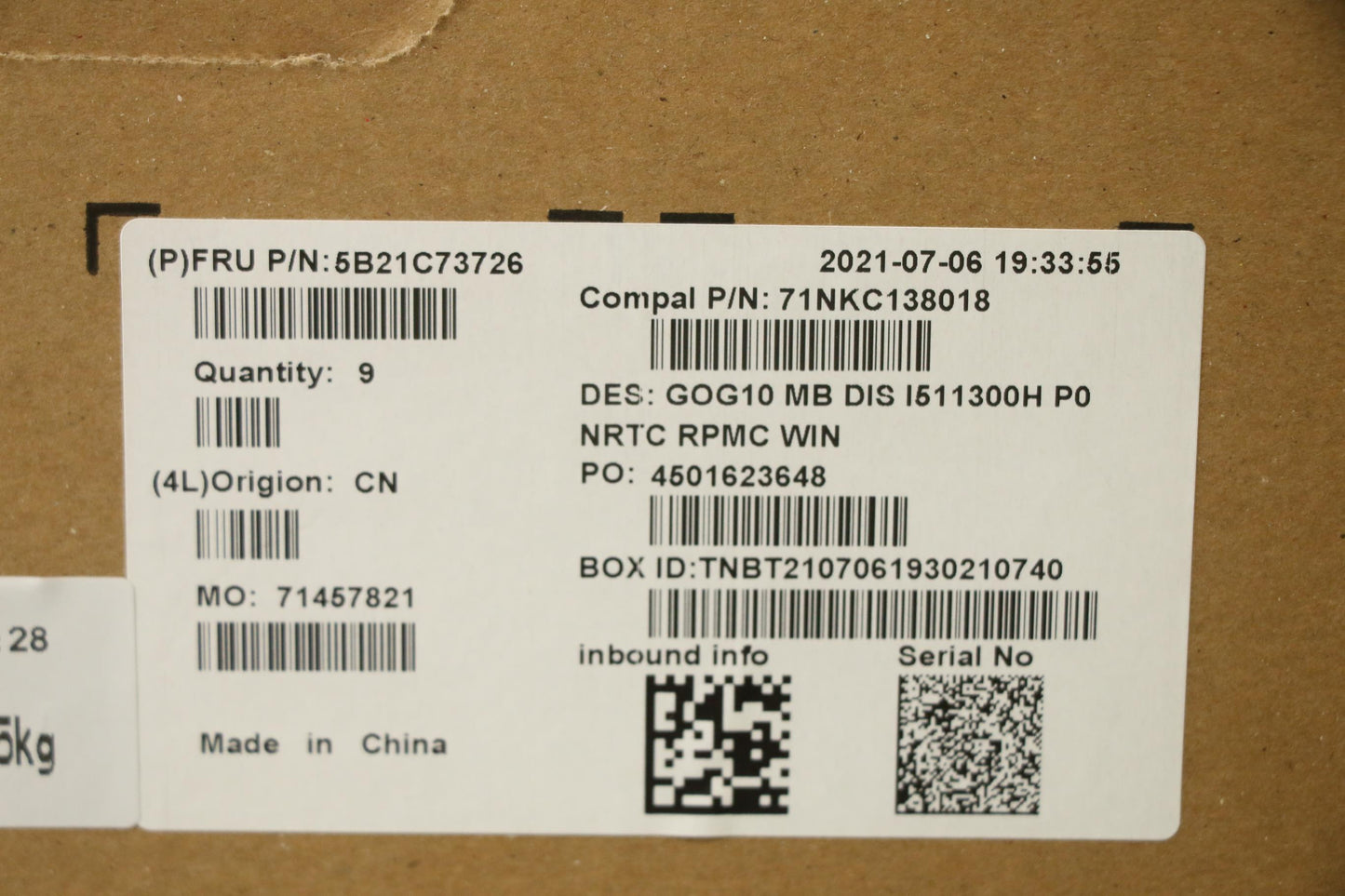 Lenovo Bdplanar Mbc82K1 Wini511300H_R - 5B21C73726