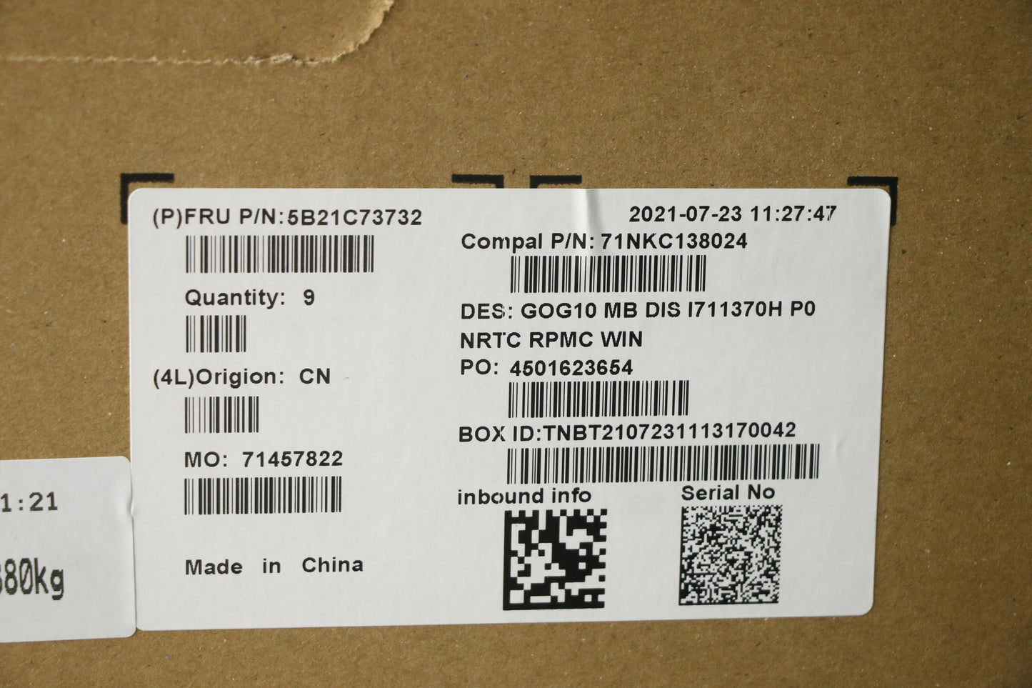 Lenovo Bdplanar Mbc82K1 Wini711370H_R - 5B21C73732