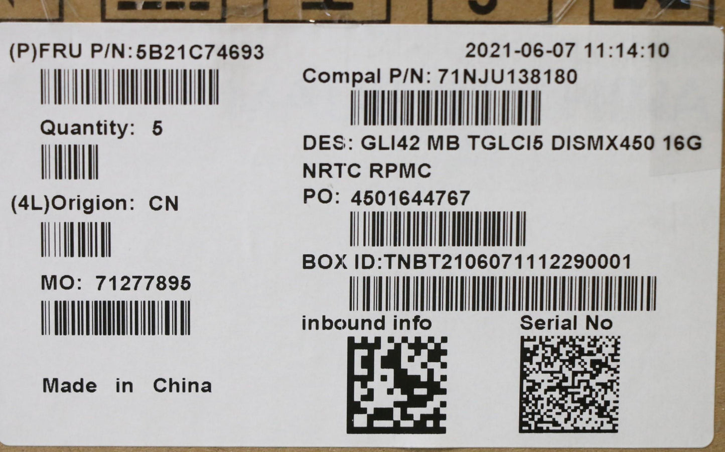 Lenovo Bdplanar Mbc82L3Nok I51155Mx45 - 5B21C74693