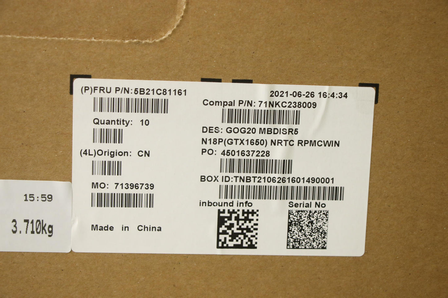 Lenovo Bdplanar Mbc82K2 Winr55600H_Gt - 5B21C81161