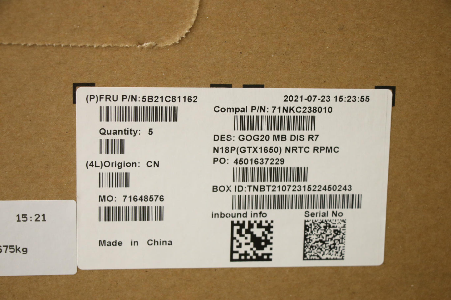 Lenovo Bdplanar Mbc82K2 Nokr75800H_Gt - 5B21C81162