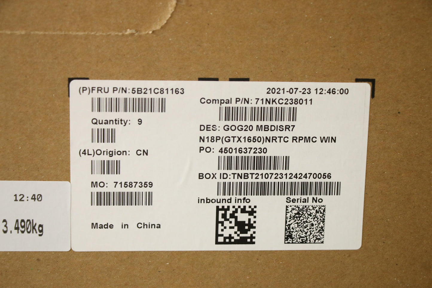 Lenovo Bdplanar Mbc82K2 Winr75800H_Gt - 5B21C81163