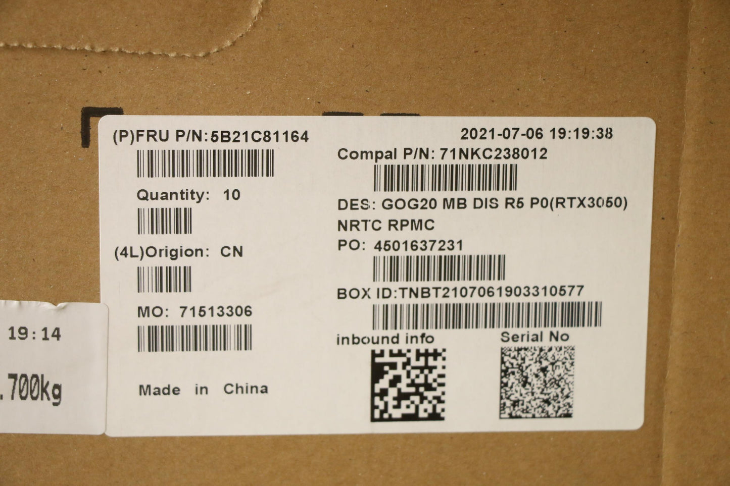 Lenovo Bdplanar Mbc82K2 Nokr55600H_Rt - 5B21C81164