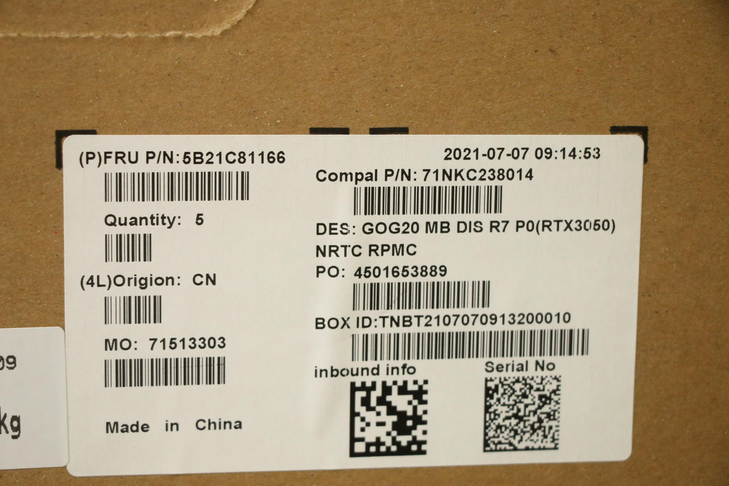 Lenovo Bdplanar Mbc82K2 Nokr75800H_Rt - 5B21C81166