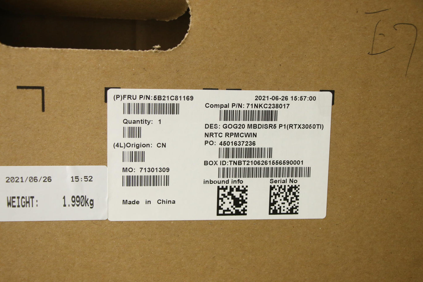 Lenovo Motherboard BDPLANAR, Windows, R5-5600H, RTX 3050 Ti - 5B21C81169