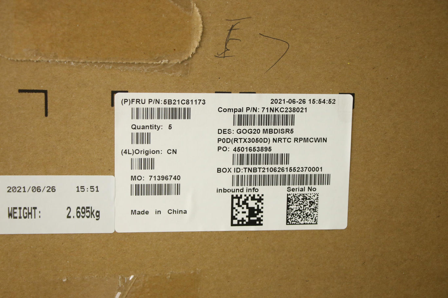Lenovo Bdplanar Mbc82K2 Winr55600H_Rt - 5B21C81173