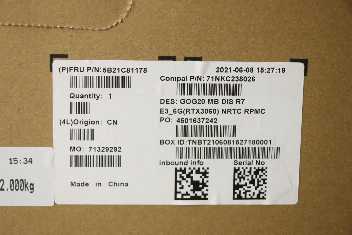 Lenovo Bdplanar Mbc82K2Nokr75800H_Rtx - 5B21C81178