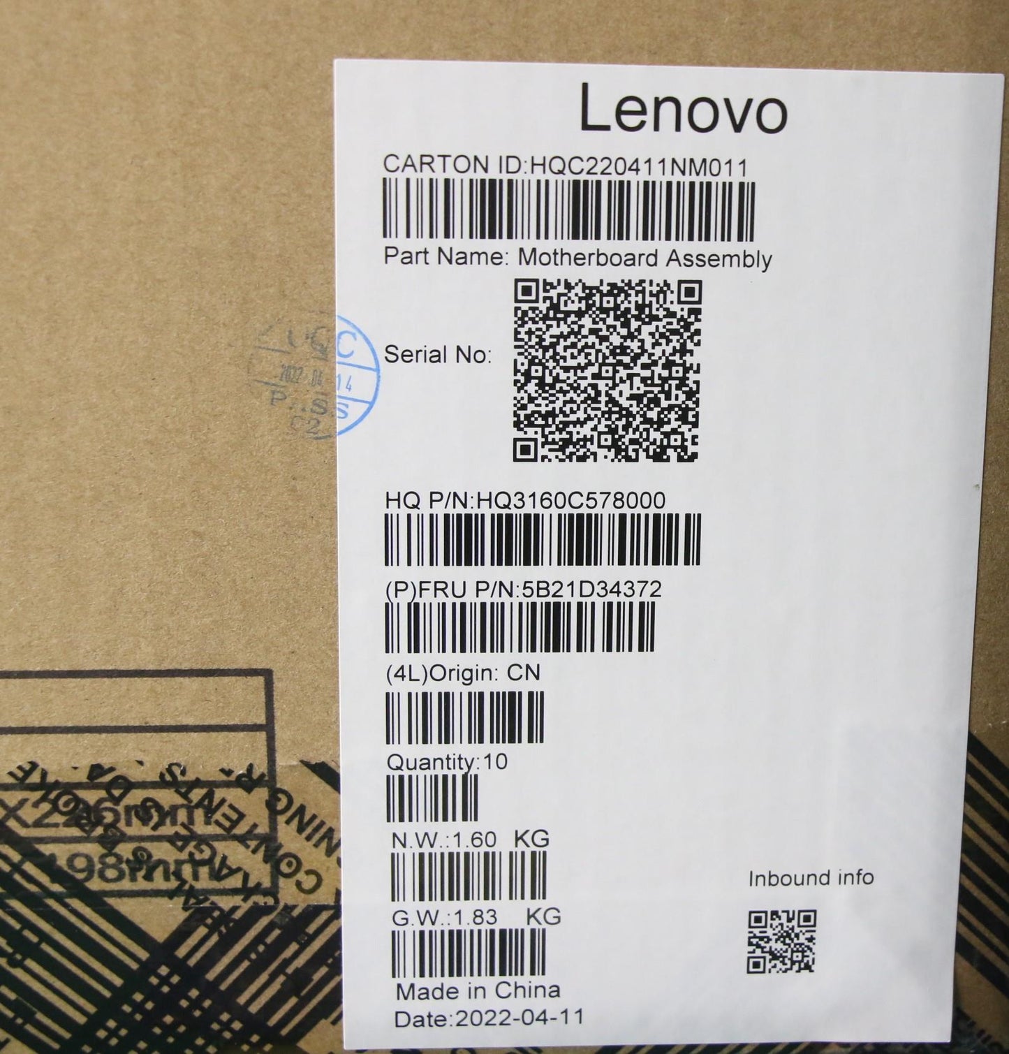 Lenovo Bdplanar Mb20Wjwini5113016Gtpm - 5B21D34372