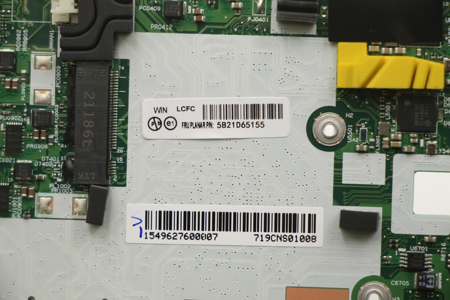 Lenovo Motherboard with i5-1135G7, 16GB RAM, AX201, TPM, Windows - 5B21D65155