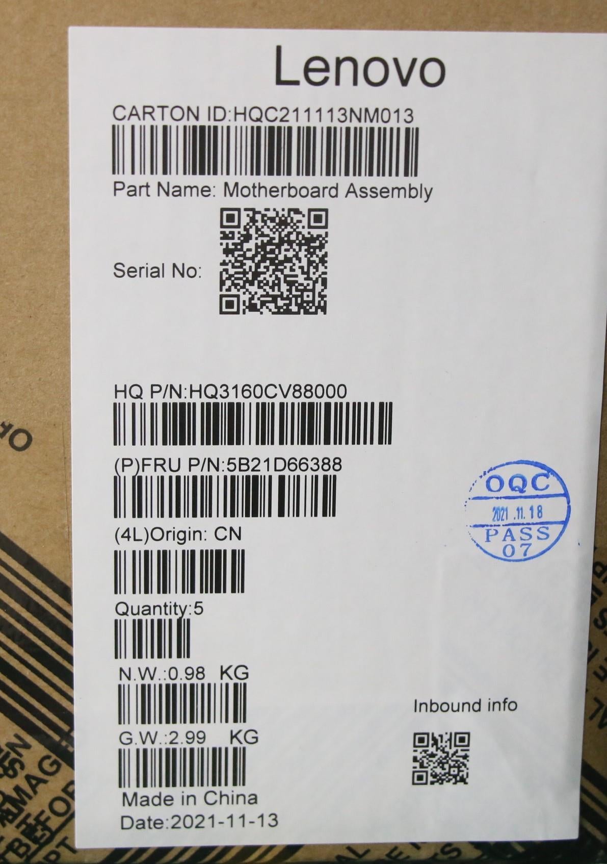 Lenovo Bdplanar Mb H 82L9 I7_Mx450_2G - 5B21D66388