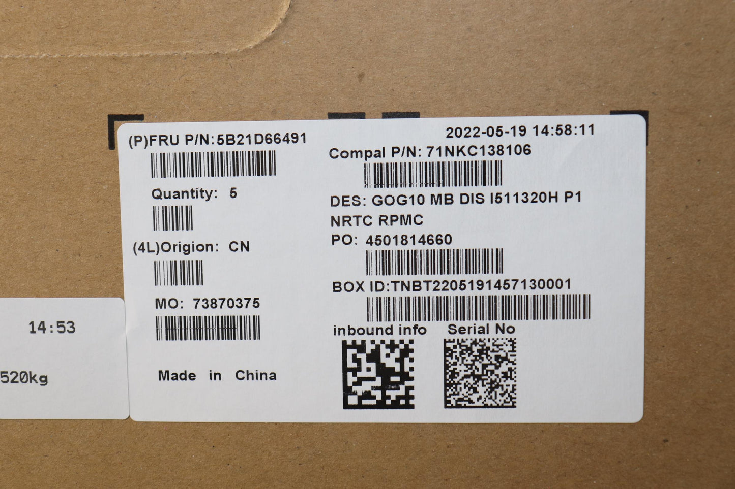 Lenovo Bdplanar Mbc82K1Noki511320H_Rt - 5B21D66491
