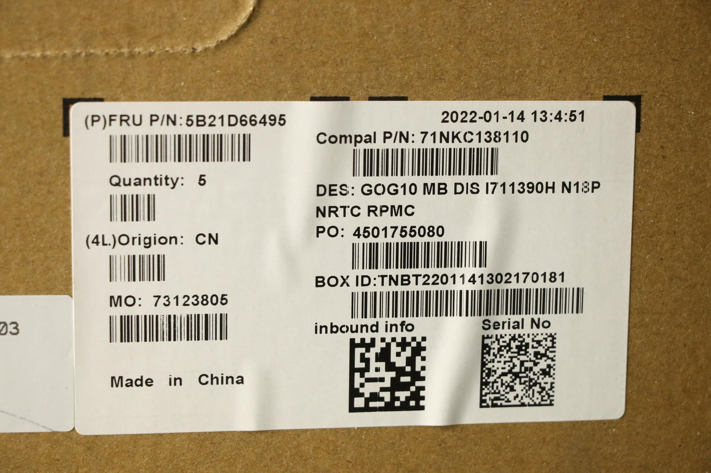 Lenovo Bdplanar Mbc82K1 Noki711390H_G - 5B21D66495