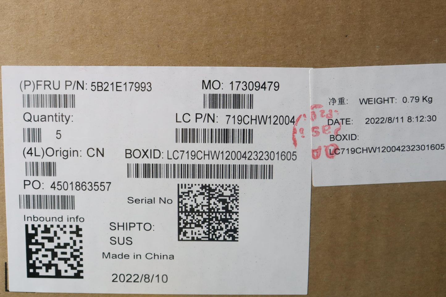 Lenovo Motherboard with N5100, 8GB RAM, 64GB eMMC, No WWAN - 5B21E17993