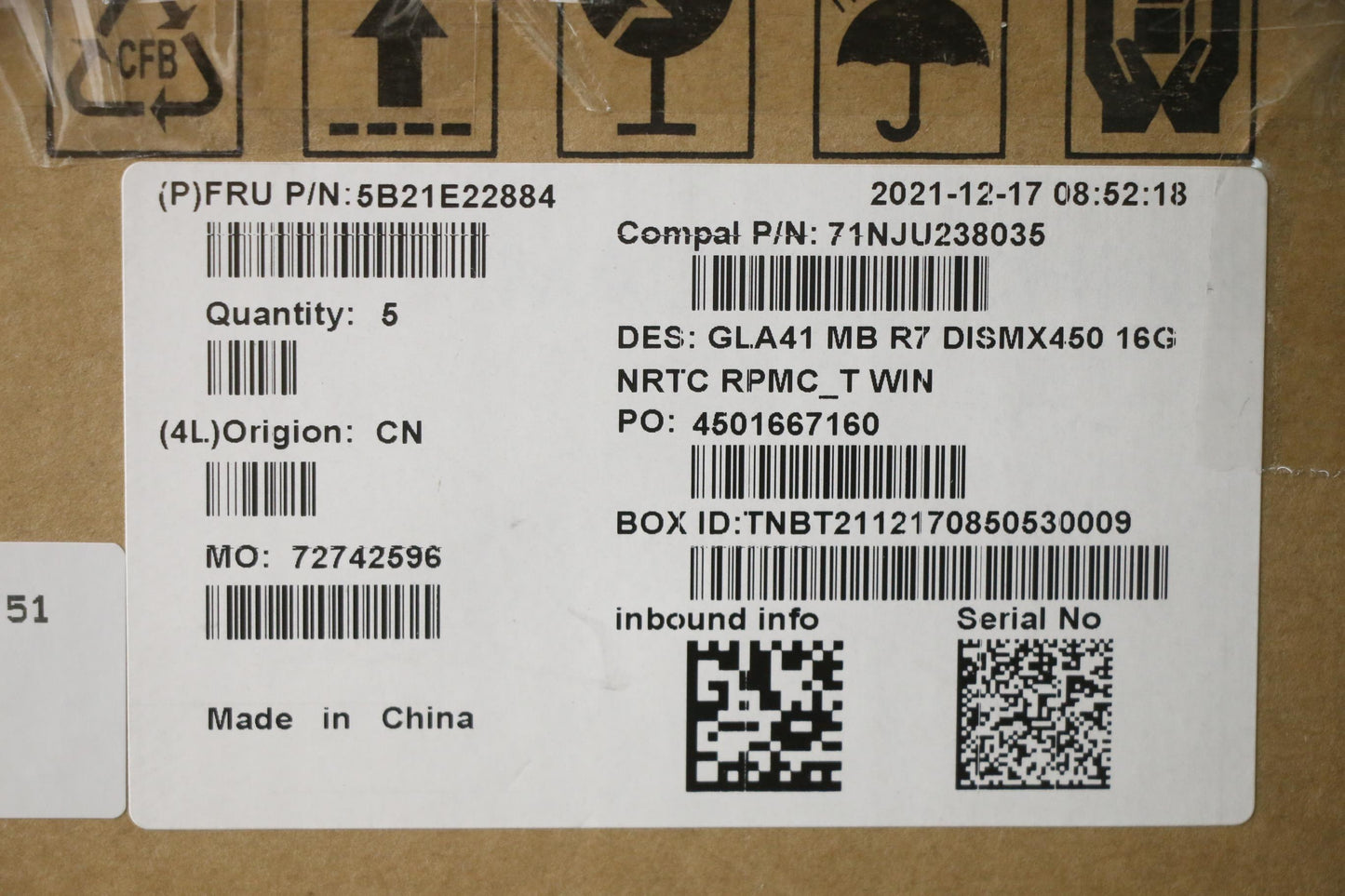 Lenovo Bdplanar Mb C82L7 Win R7Mx450 - 5B21E22884