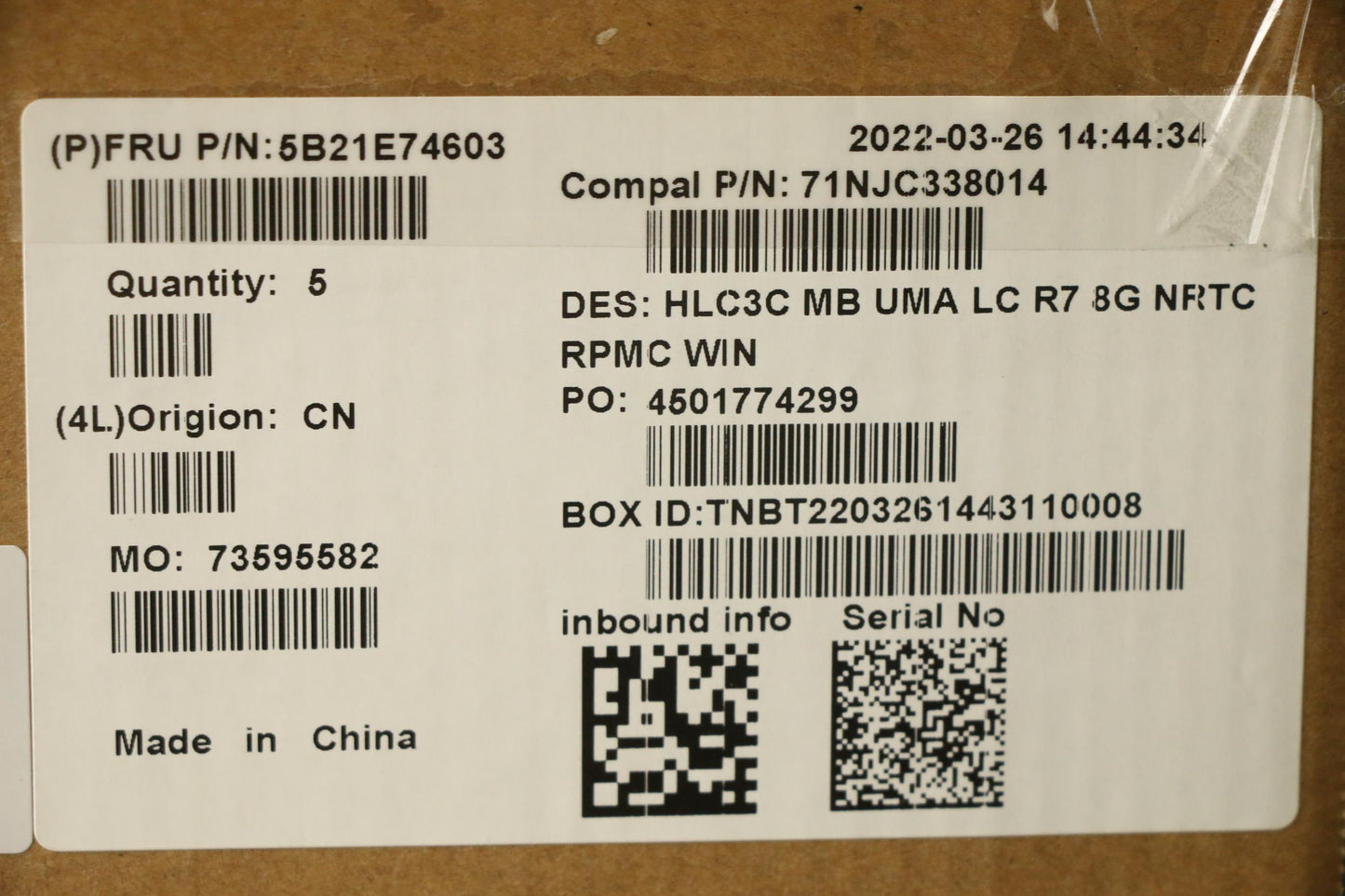 Lenovo Bdplanar Mb C 82Ud Win R75700U - 5B21E74603
