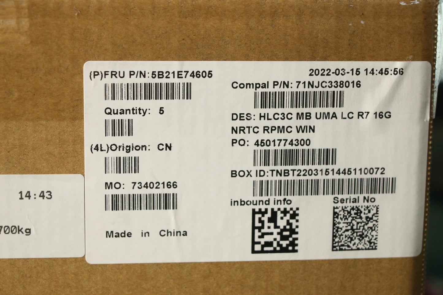 Lenovo System Board, R7-5700U, UMA, 16G - 5B21E74605