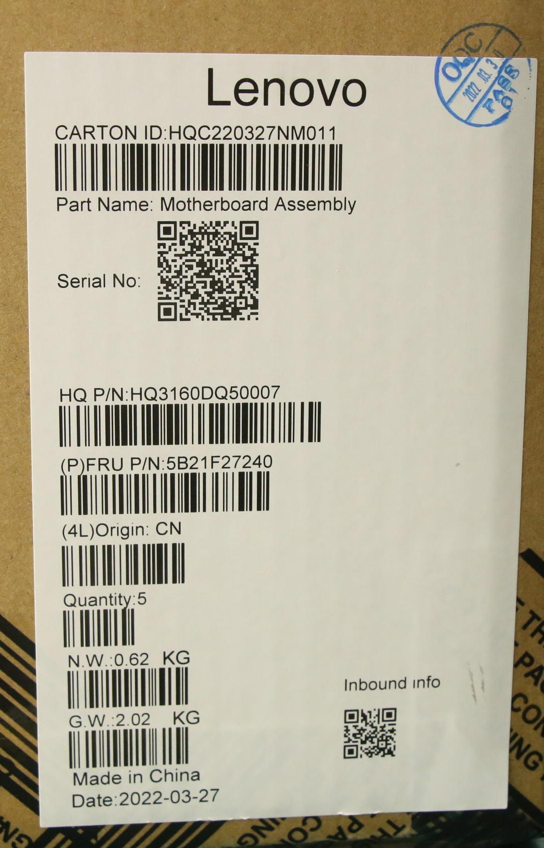 Lenovo Bdplanar Mb H 82T3 N6000 Uma 8 - 5B21F27240