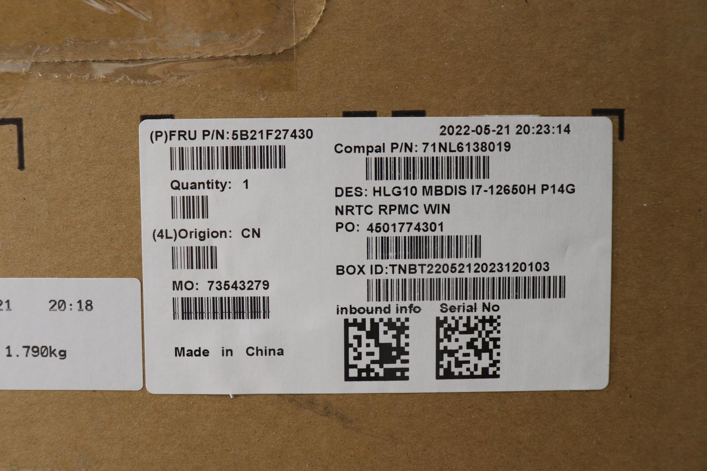 Lenovo Bdplanar Mbc82S9 Win I71265_30 - 5B21F27430