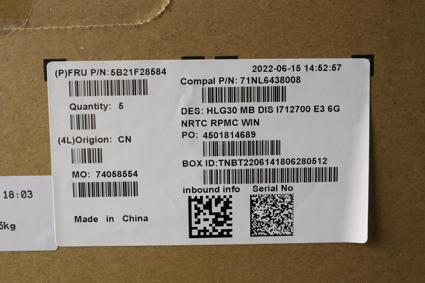 Lenovo Bdplanar Mbc 82S9 Win I7127030 - 5B21F28584