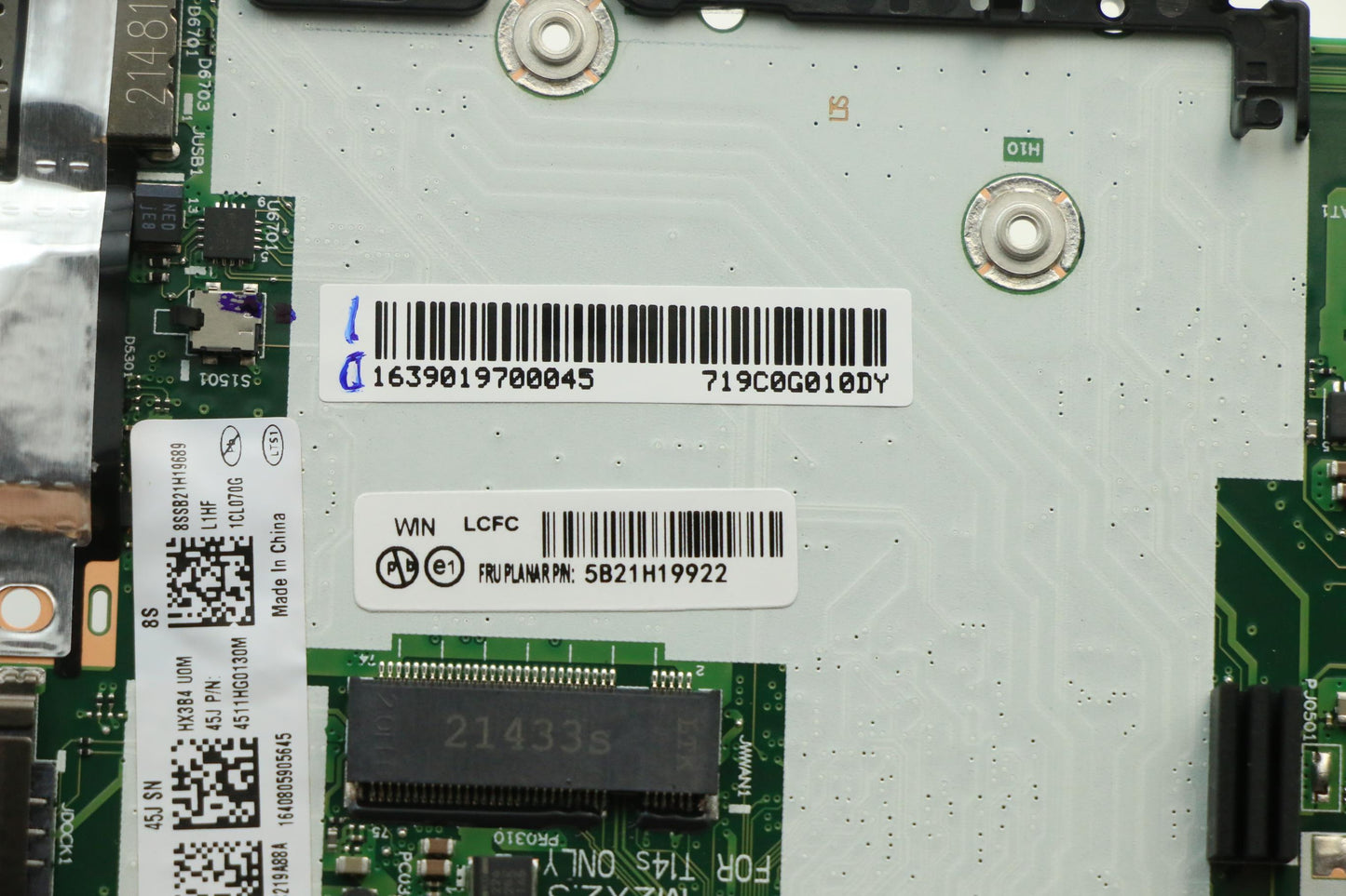 Lenovo System Board, i5-1145G7, 16G, 201, VPWIN, YAY dTL3 yAB - 5B21H19922