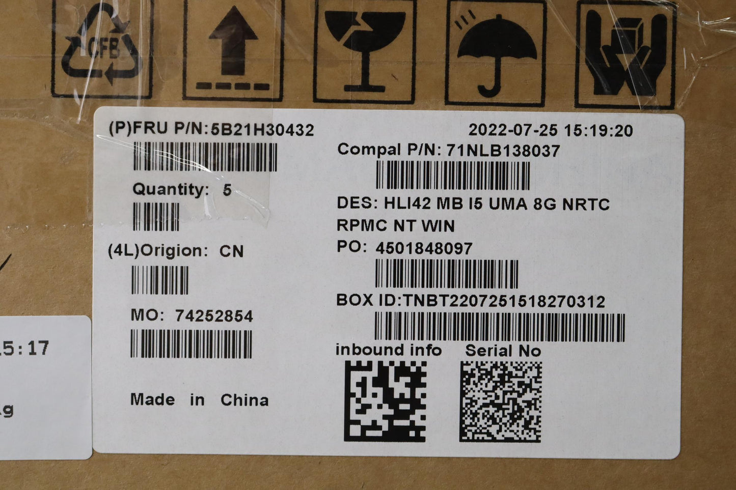 Lenovo Bdplanar Mbc82Sh Win I5124Uma8 - 5B21H30432
