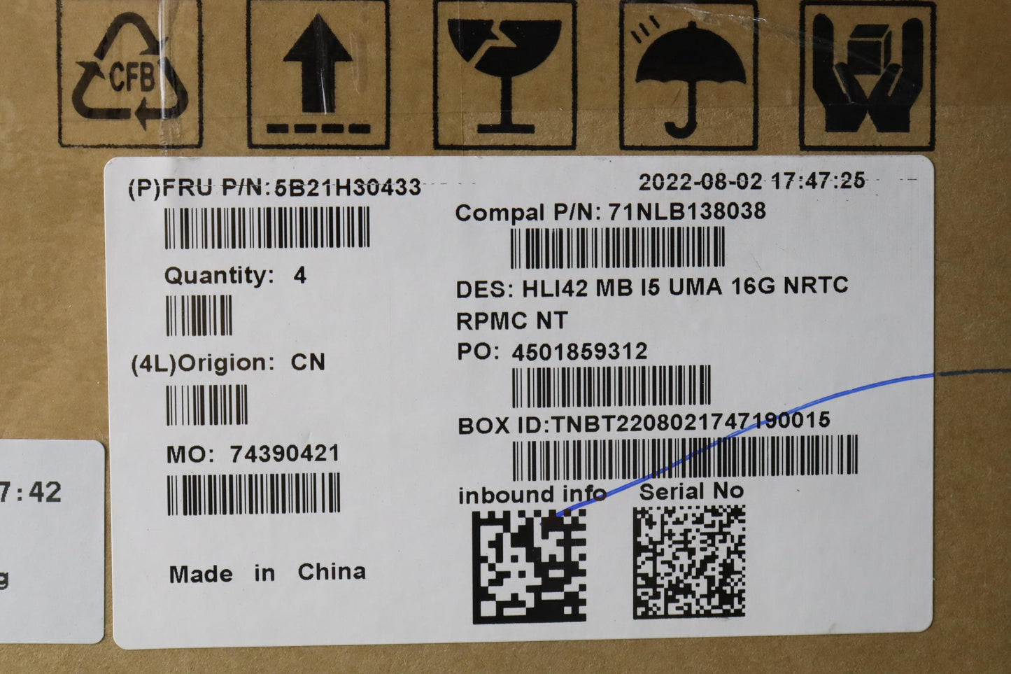 Lenovo Bdplanar Mbc82Sh Nok I5124Uma1 - 5B21H30433