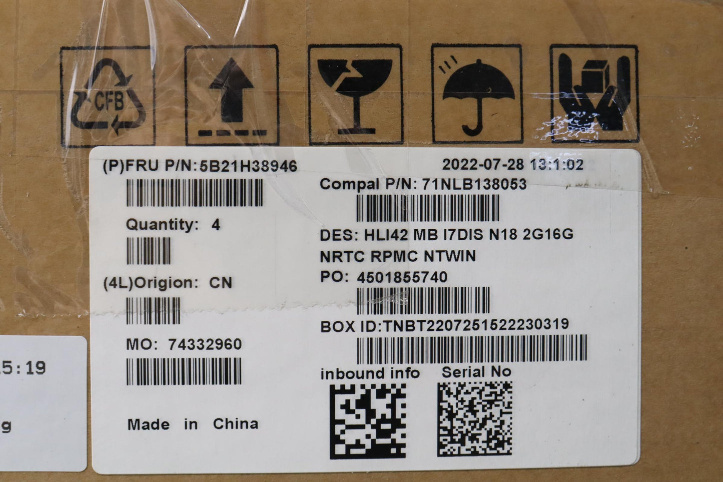 Lenovo Bdplanar Mbc82Sh Win I7Mx5502G - 5B21H38946