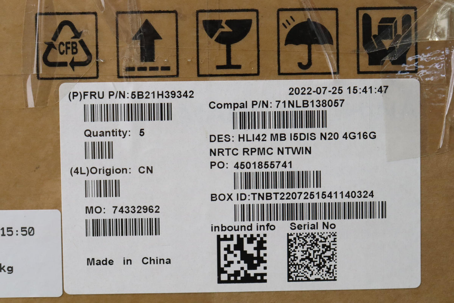Lenovo Bdplanar Mbc82Shwin I5Rtx20504 - 5B21H39342
