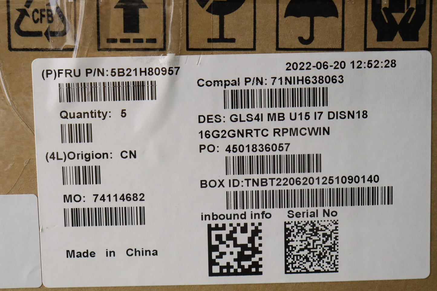 Lenovo Bdplanar Mbc82Sdwini71255Umx55 - 5B21H80957