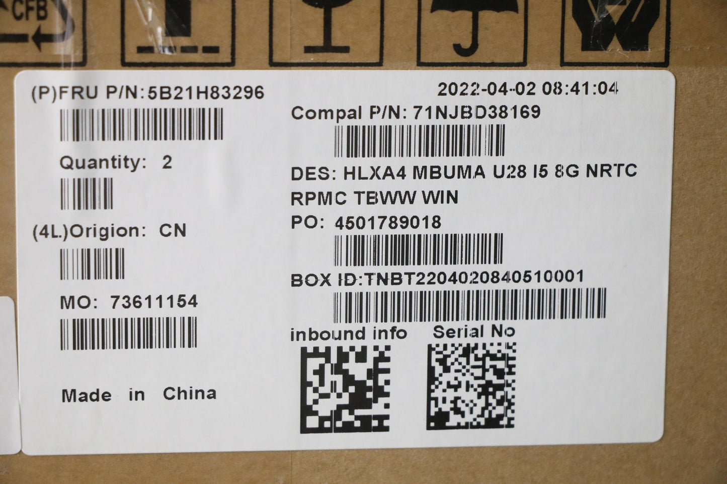 Lenovo Bdplanar Mbc21Dhwin I51240Uma8 - 5B21H83296