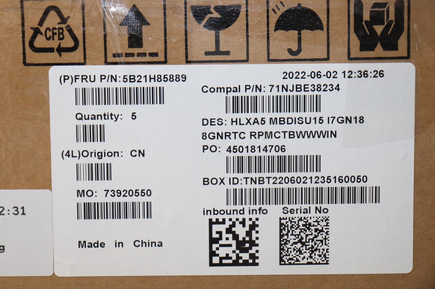Lenovo Bdplanar Mbc21Djwini71255Mx55 - 5B21H85889
