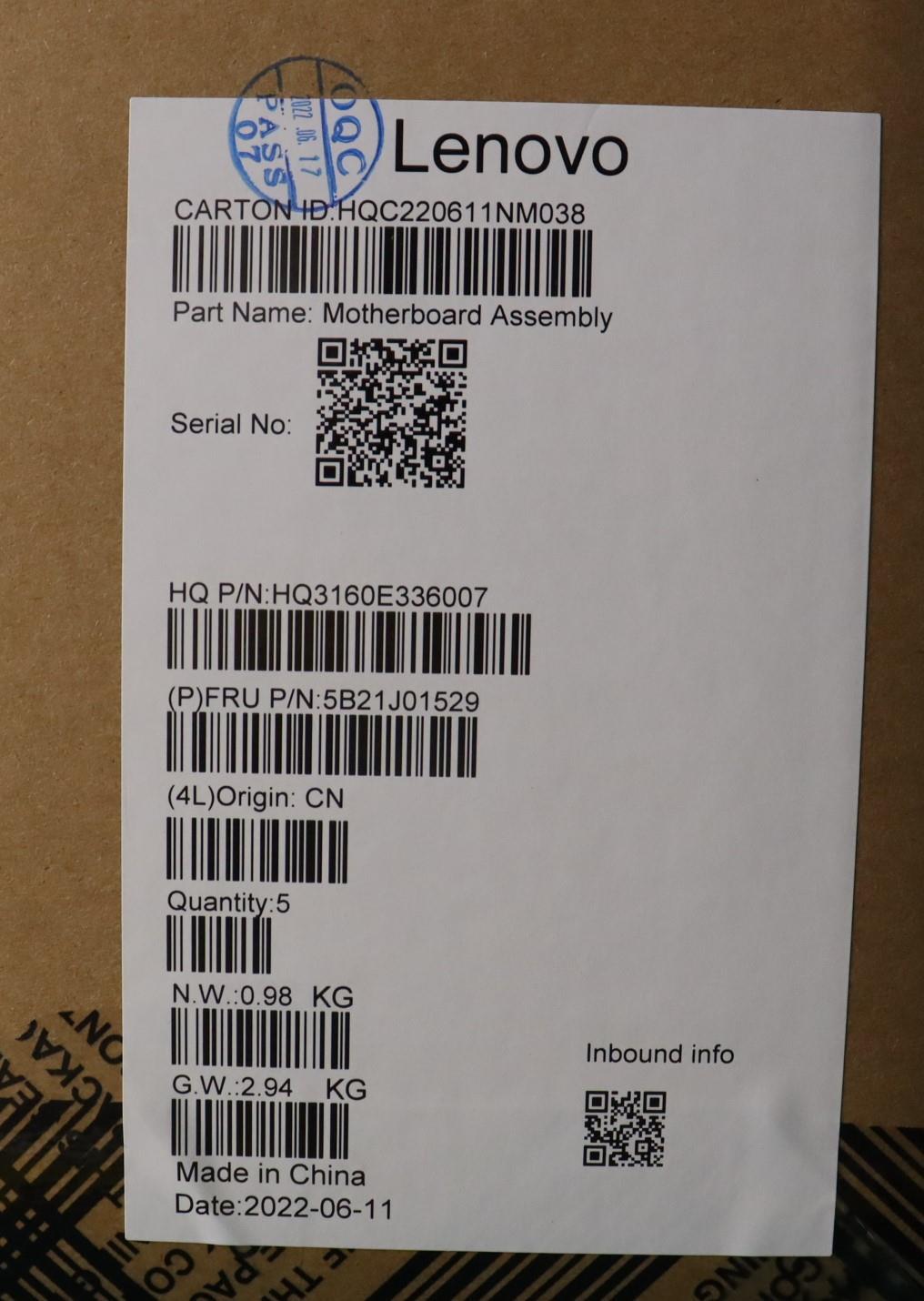 Lenovo Bdplanar Mbr76800Hrtx205016Get - 5B21J01529