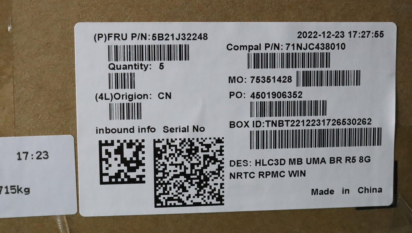 Lenovo Motherboard C83B2, R5-7530U, UMA, 8GB RAM, Windows DPK - 5B21J32248