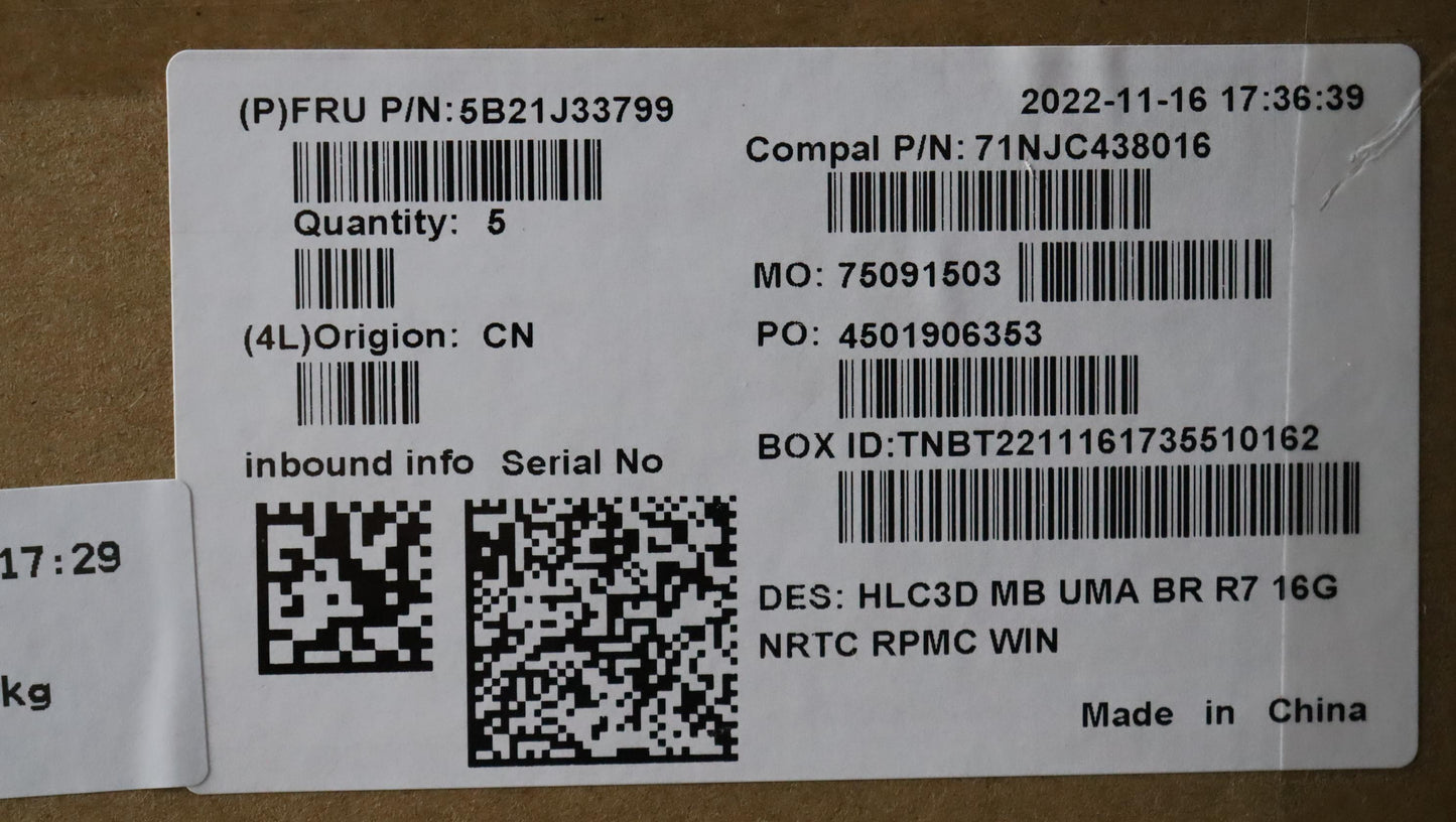 Lenovo Motherboard C83B2, R7-7730U, UMA, 16GB RAM - 5B21J33799