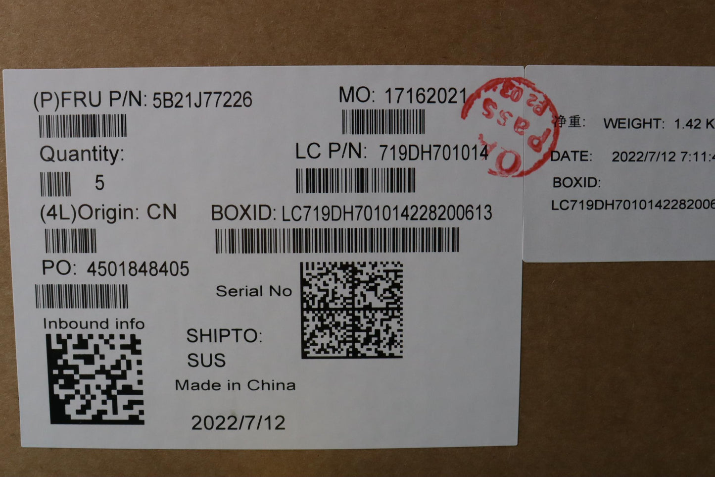 Lenovo Motherboard, FRU i5-1235U, Iris Xe, 8GB RAM, Windows, NdT2, YA, IPU - 5B21J77226