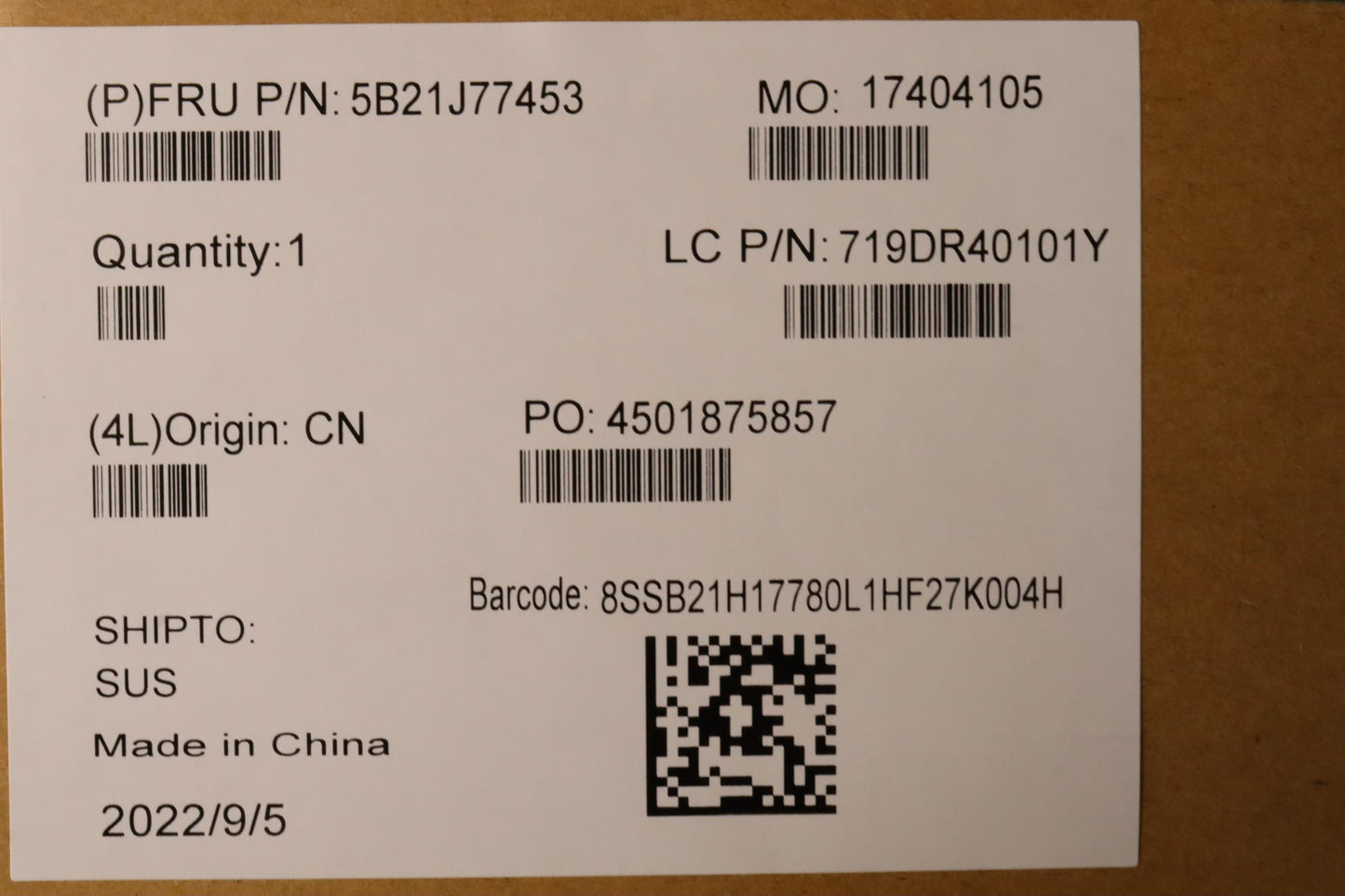 Lenovo Bdplanar Fr7P6850U16G725Nenokn - 5B21J77453
