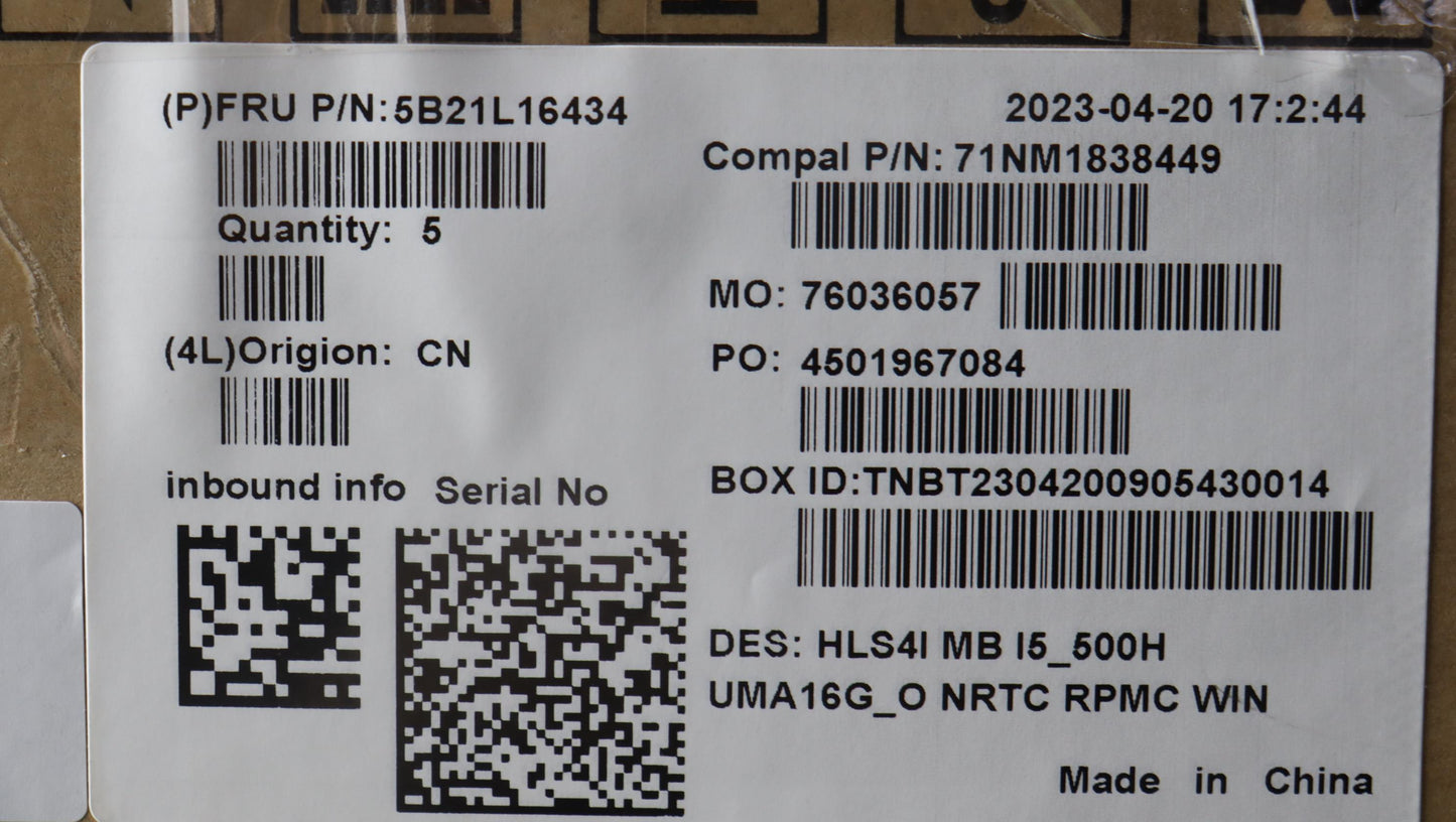 Lenovo Bdplanar Mbc82Xd Wini513500H U - 5B21L16434