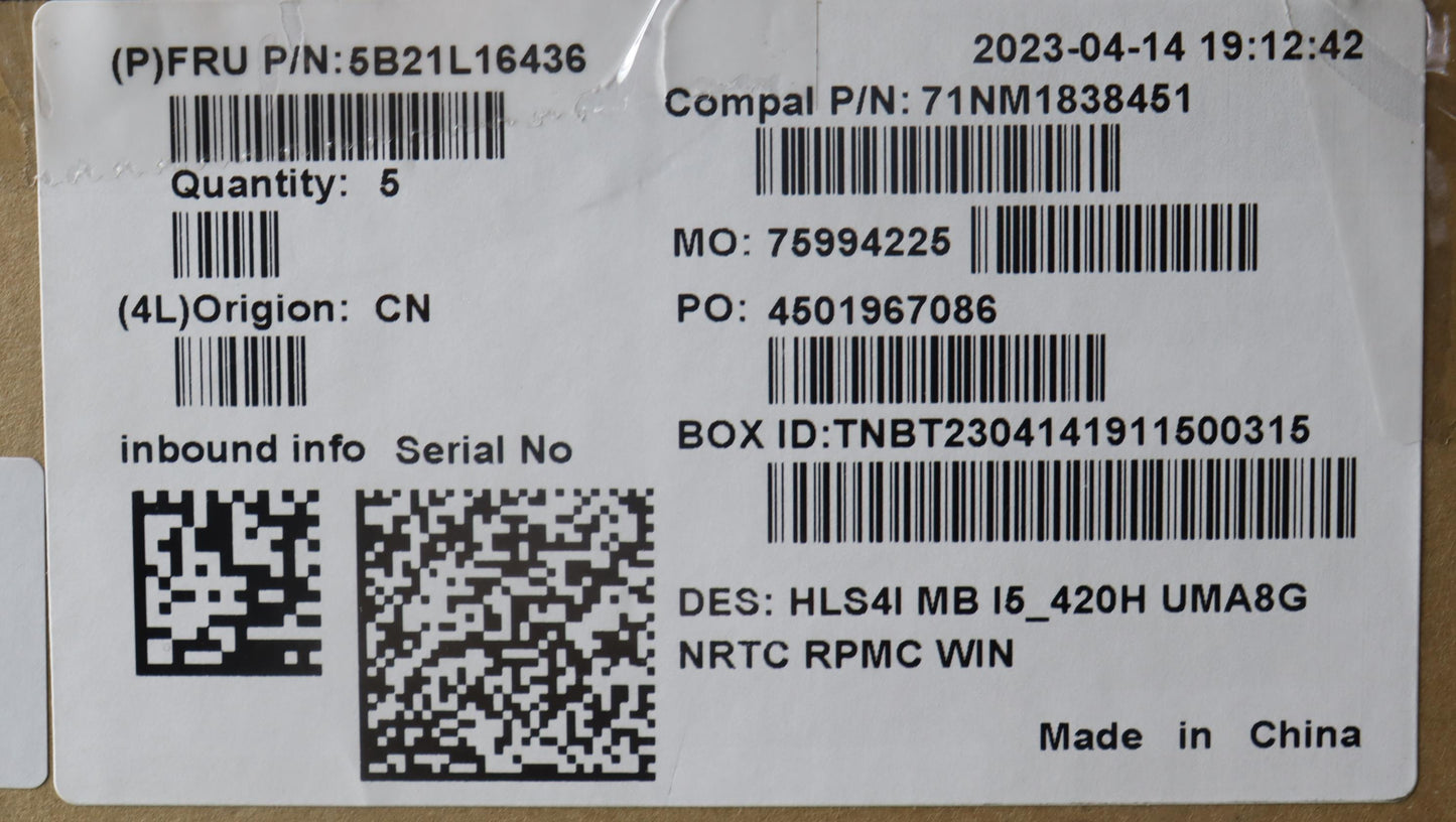 Lenovo Bdplanar Mbc82Xd Wini513420H U - 5B21L16436