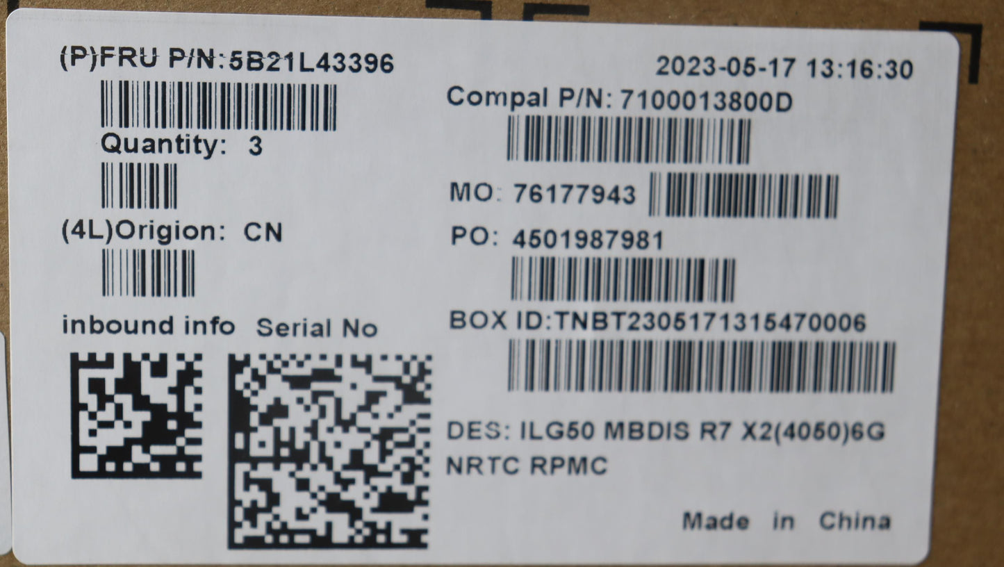 Lenovo Bdplanar C 82Xt R77840Hs Rtx40 - 5B21L43396