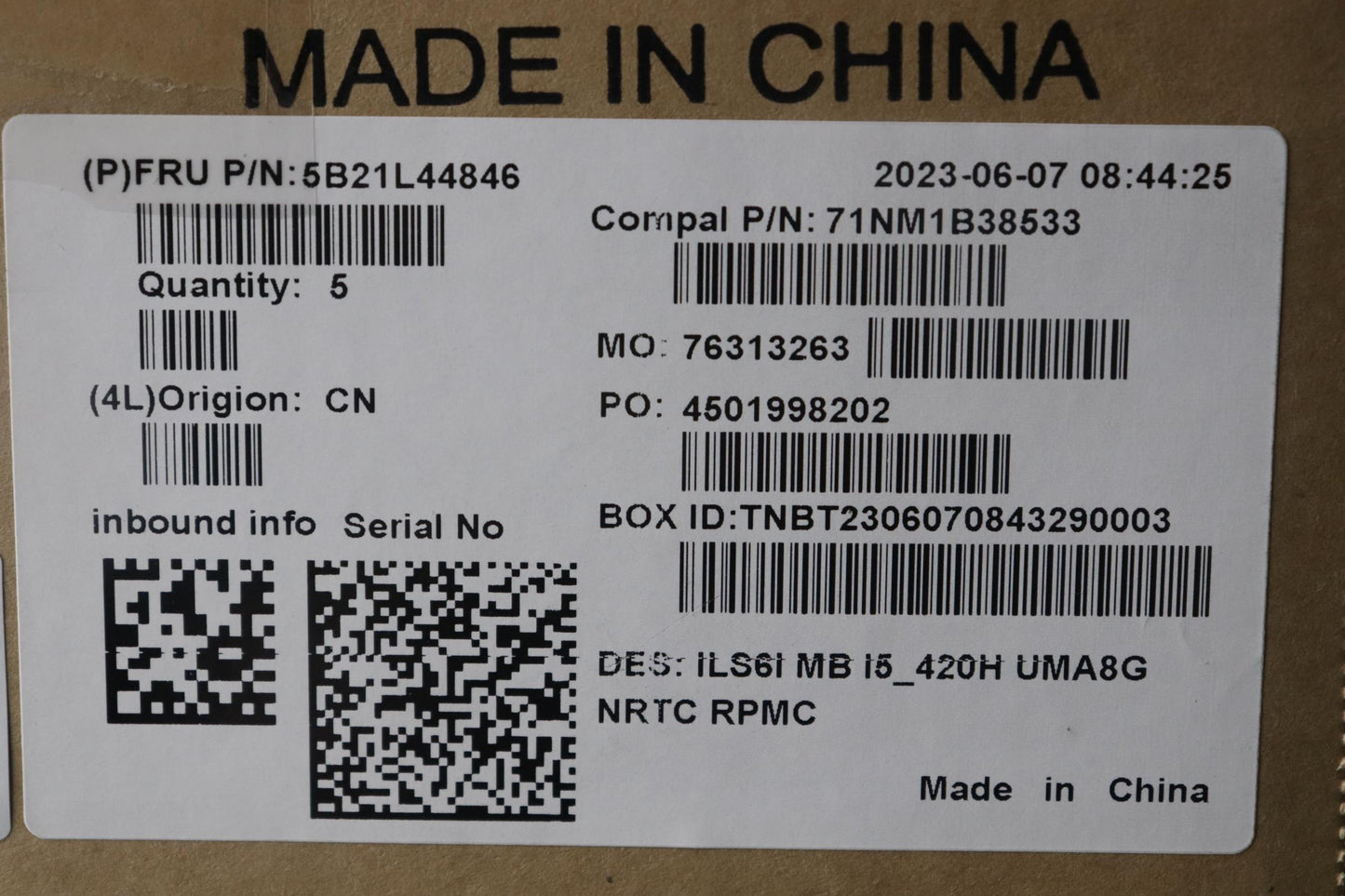 Lenovo Bdplanar Mbc82Xf Noki513420H U - 5B21L44846