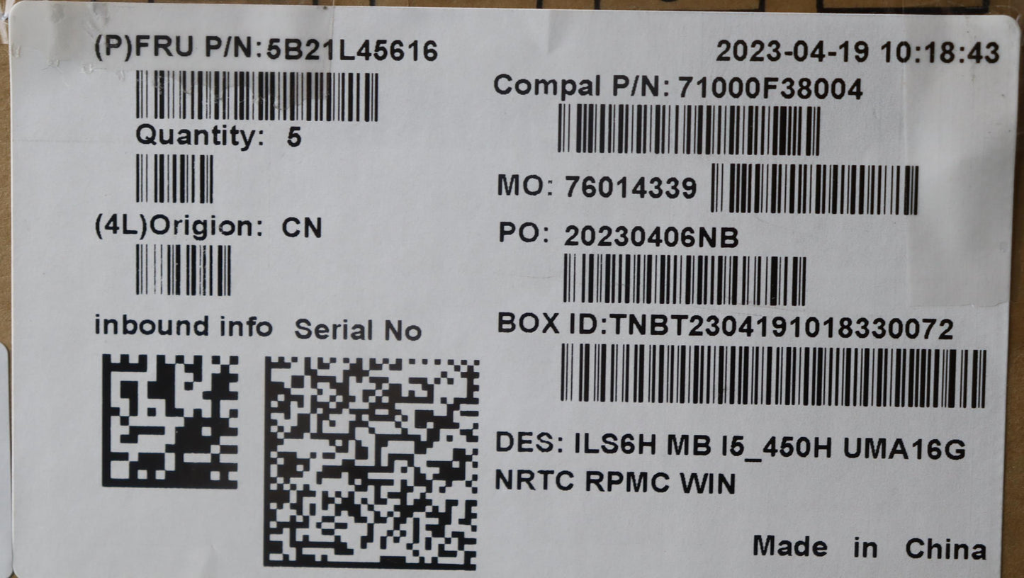 Lenovo Bdplanar Mbc83Bg Wini512450H U - 5B21L45616