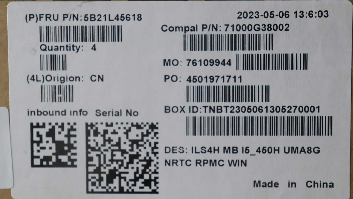 Lenovo Bdplanar Mbc83Bf Wini512450H U - 5B21L45618