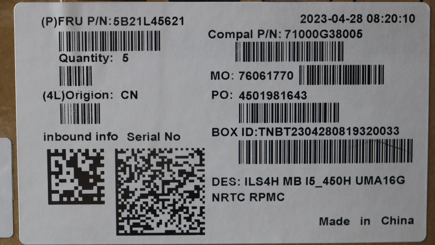 Lenovo Bdplanar Mbc83Bf Noki512450H U - 5B21L45621