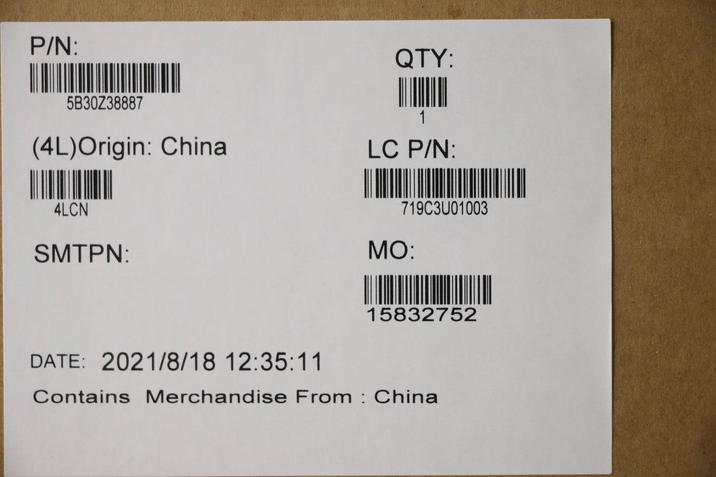 Lenovo Bezel Fru Bsheet Tape Mic Only - 5B30Z38887
