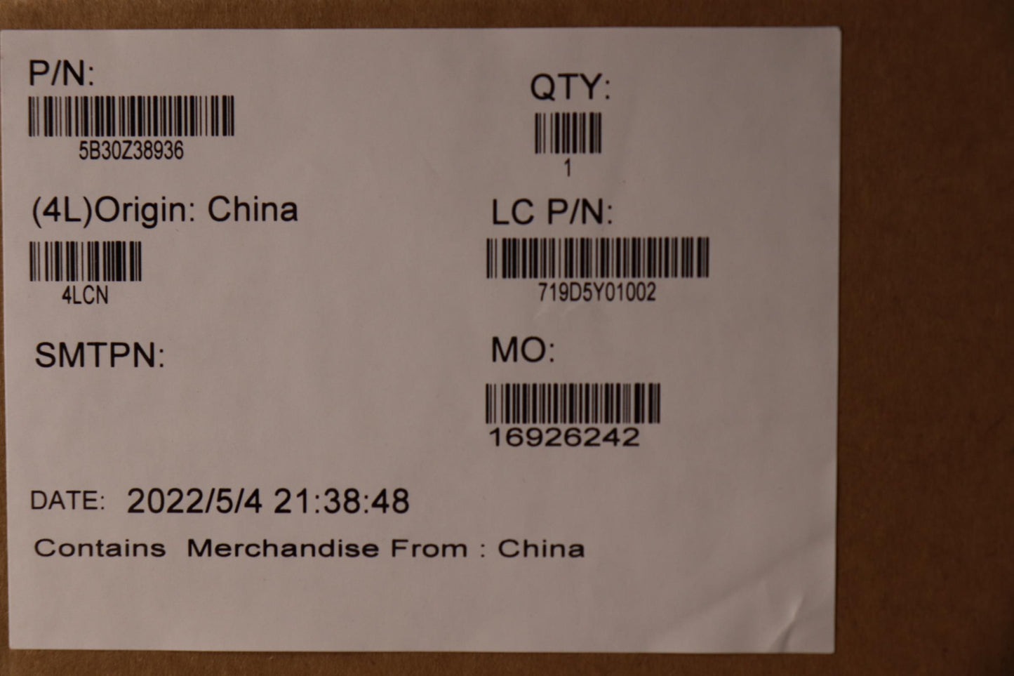 Lenovo Bezel Fru P14Sg3Bsheetwiraofta - 5B30Z38936