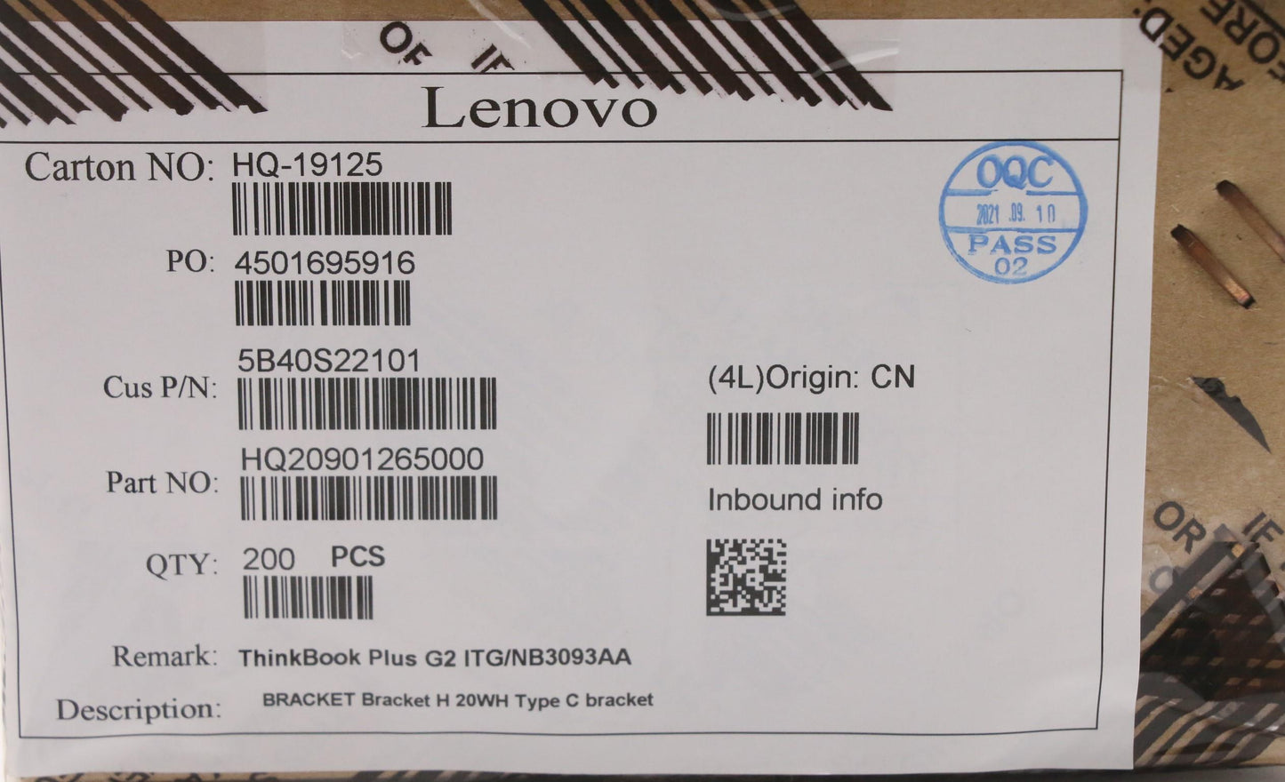 Lenovo Bracket Bracket H 20Wh Type C - 5B40S22101