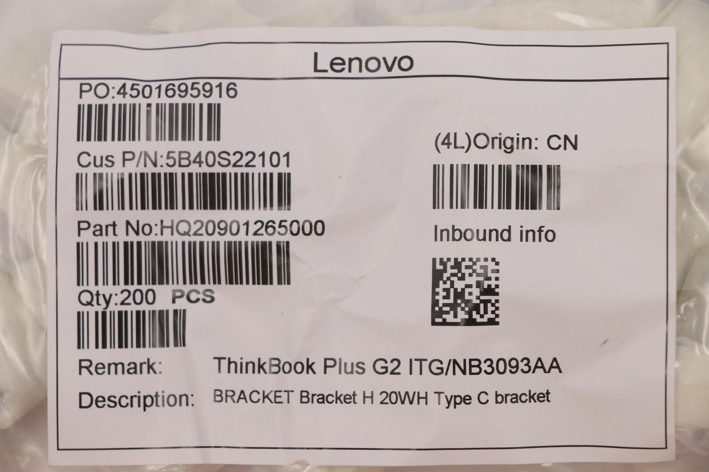 Lenovo Bracket Bracket H 20Wh Type C - 5B40S22101