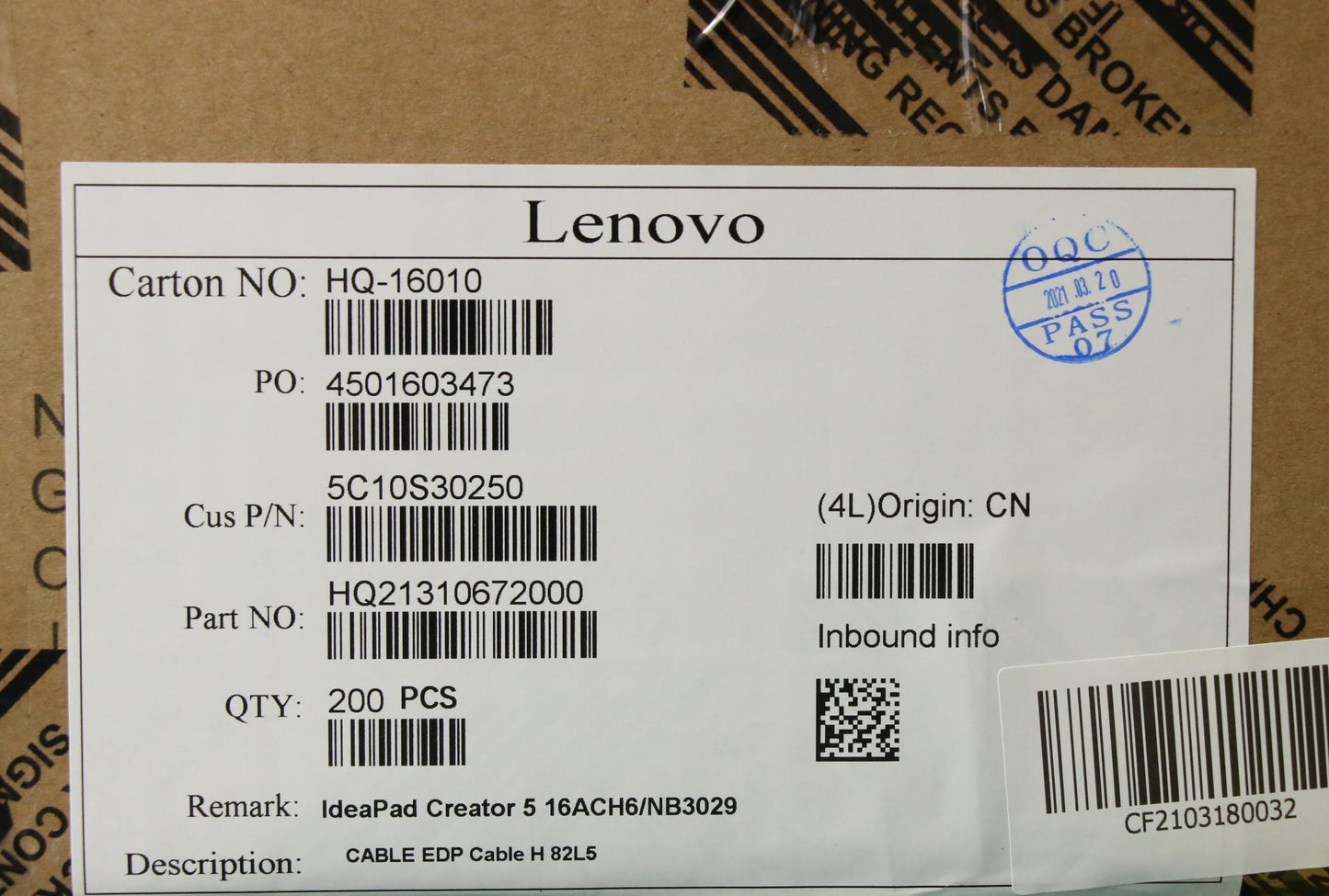 Lenovo EDP Cable - 5C10S30250